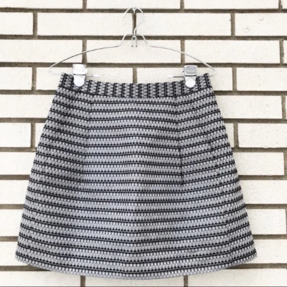 BCBGMaxAzria Monica High-Waist Metallic Jacquard Pleated Mini Skirt Black Silver